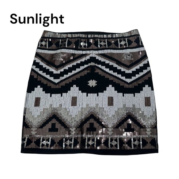 Express Black Mini Skirt With Sequin Aztec Geometric Pattern Womens Size XS - Picture 1 of 7